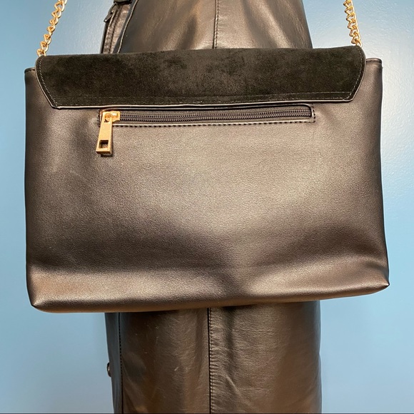 Aldo Black Suede Faux Leather Clutch Crossbody - Picture 14 of 16